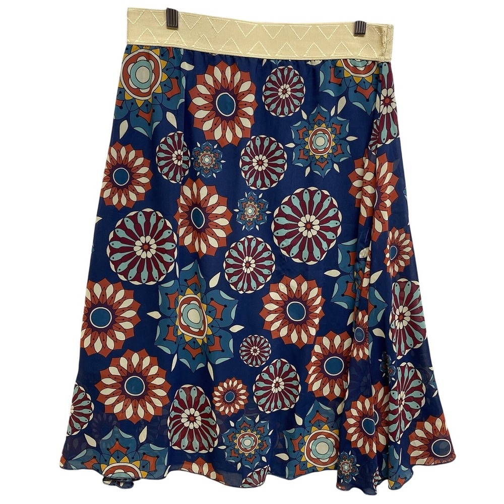 Lularoe Skirt Medium Lined A Line Stretch Waist Multicolor Floral Print Midi